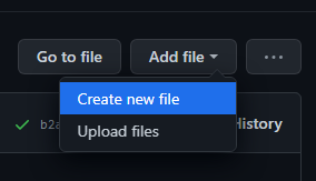 A screenshot showing the dropdown menu 'Add file > create new file'